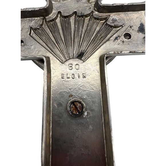 Vintage Elgin 80 Wall Crucifix INRI Jesus Cross Metal Religious Decor - Picture 3 of 6